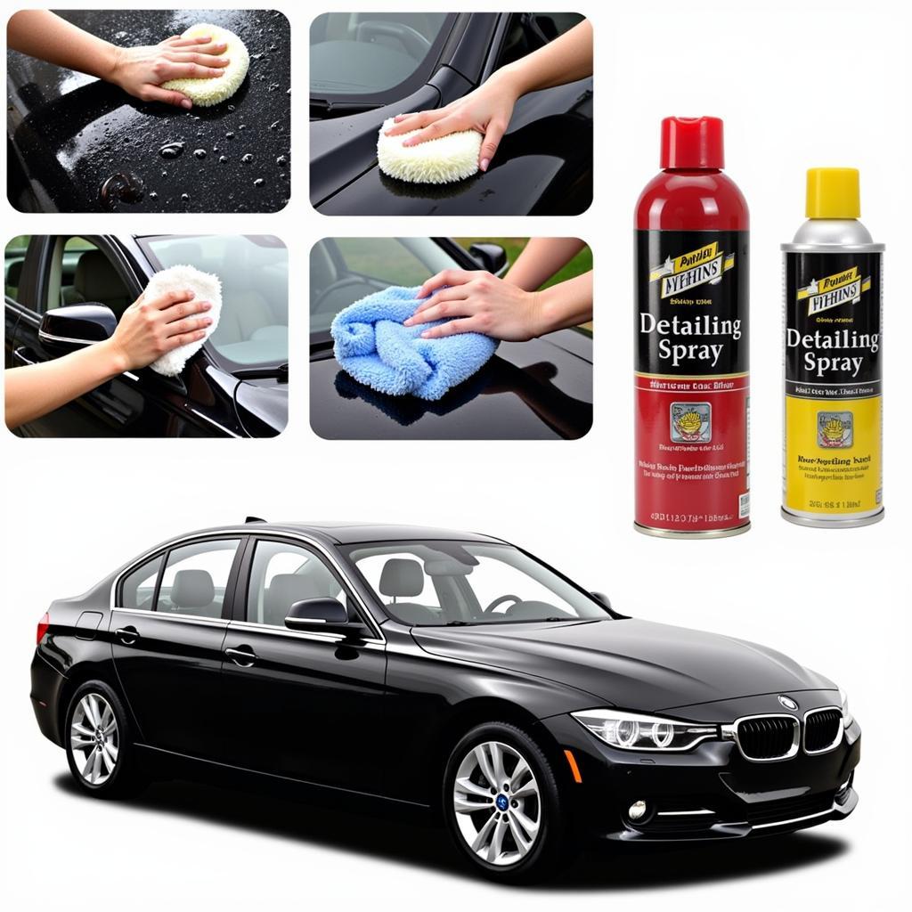 Maintaining a Black Car with Detailing Spray