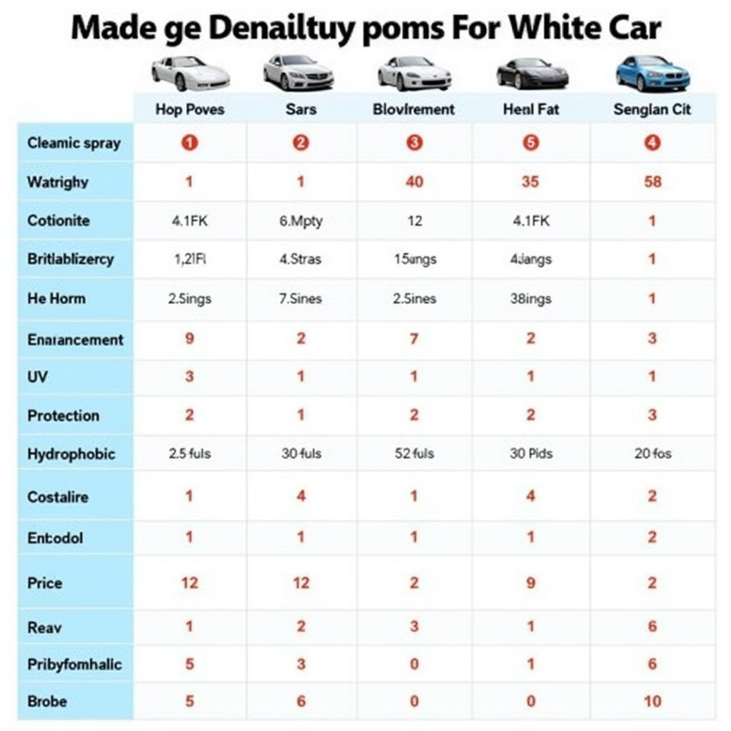 Comparison Chart of Different Detailing Sprays