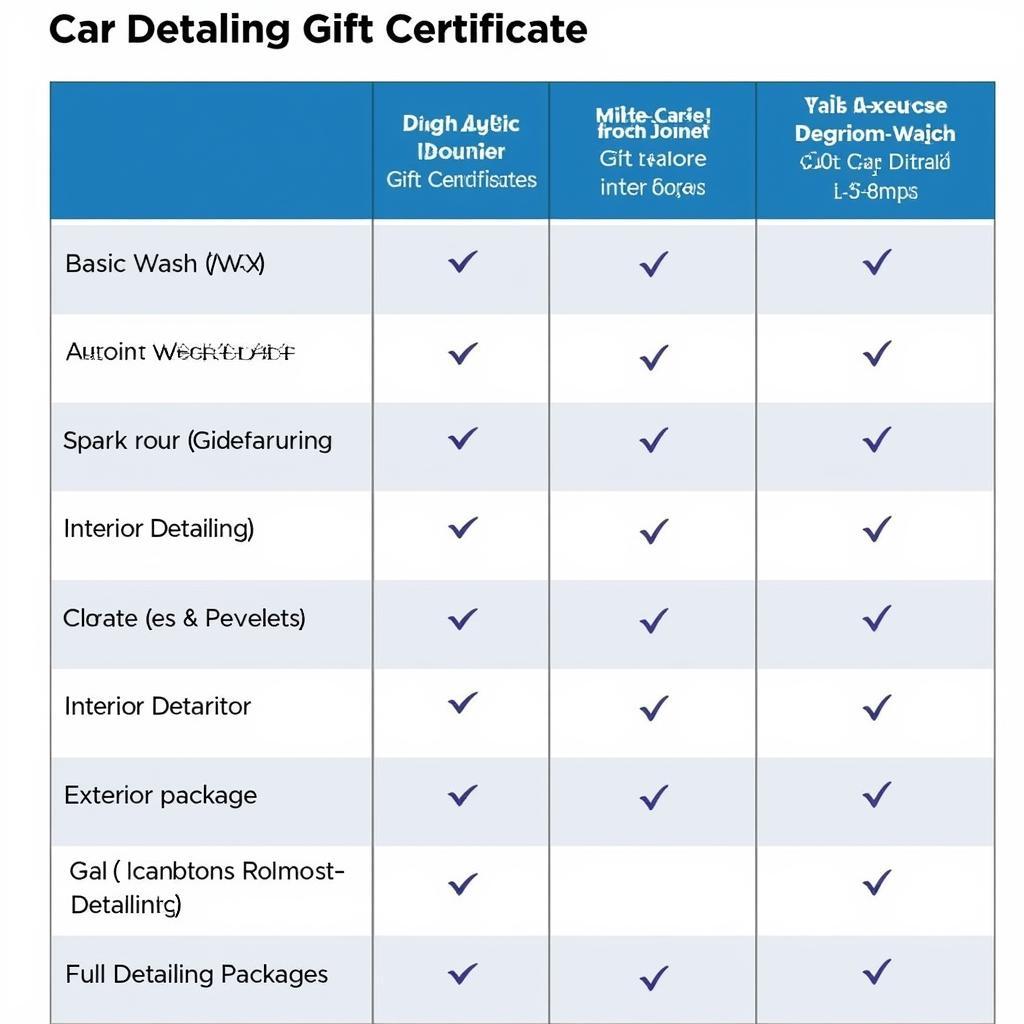 Different Car Detailing Gift Certificate Options