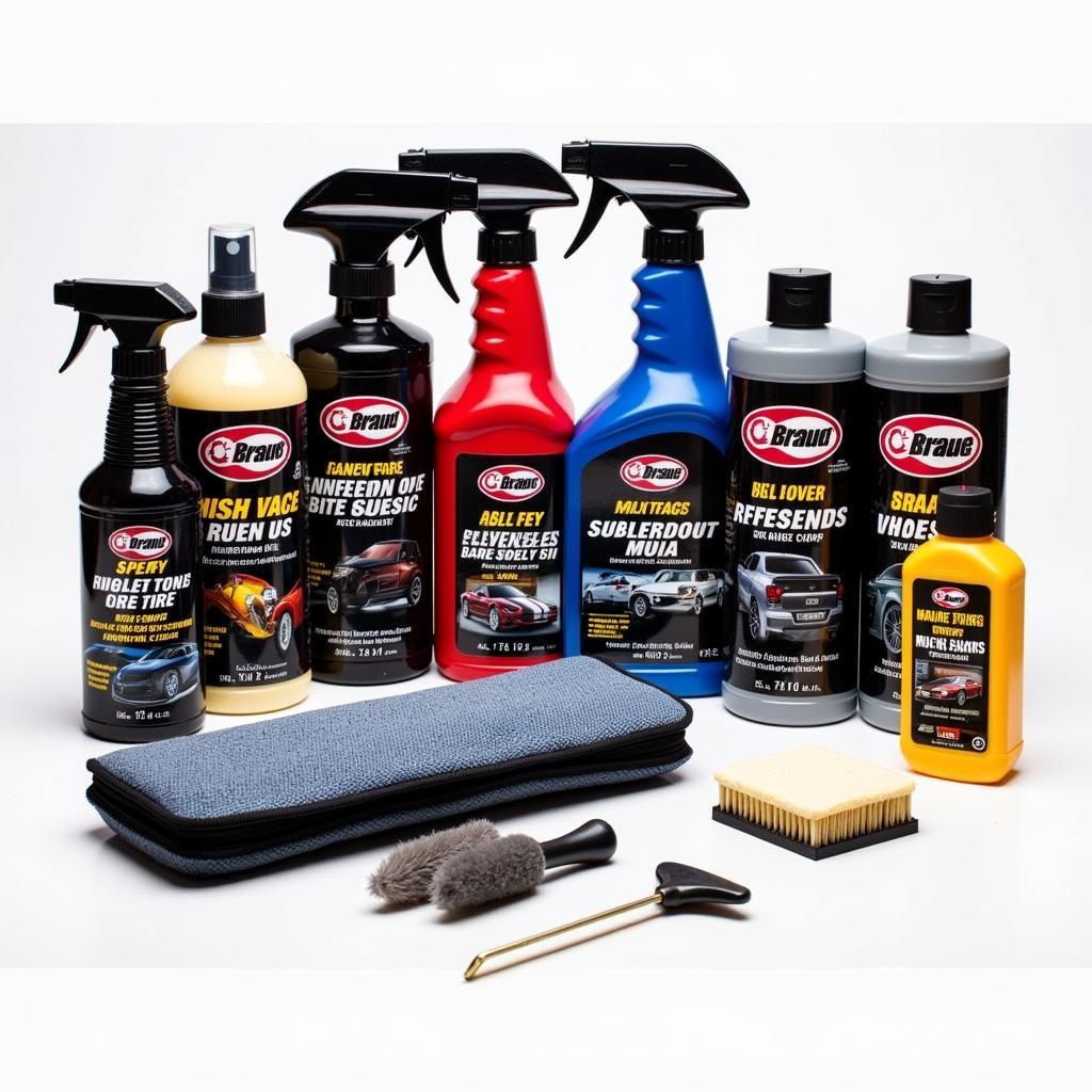 Various Car Detailing Products Displayed