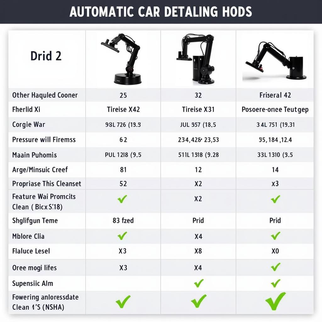 Comparison of different automatic car detailing arm models