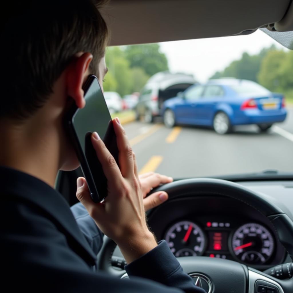 Driver Calling Police After Car Accident