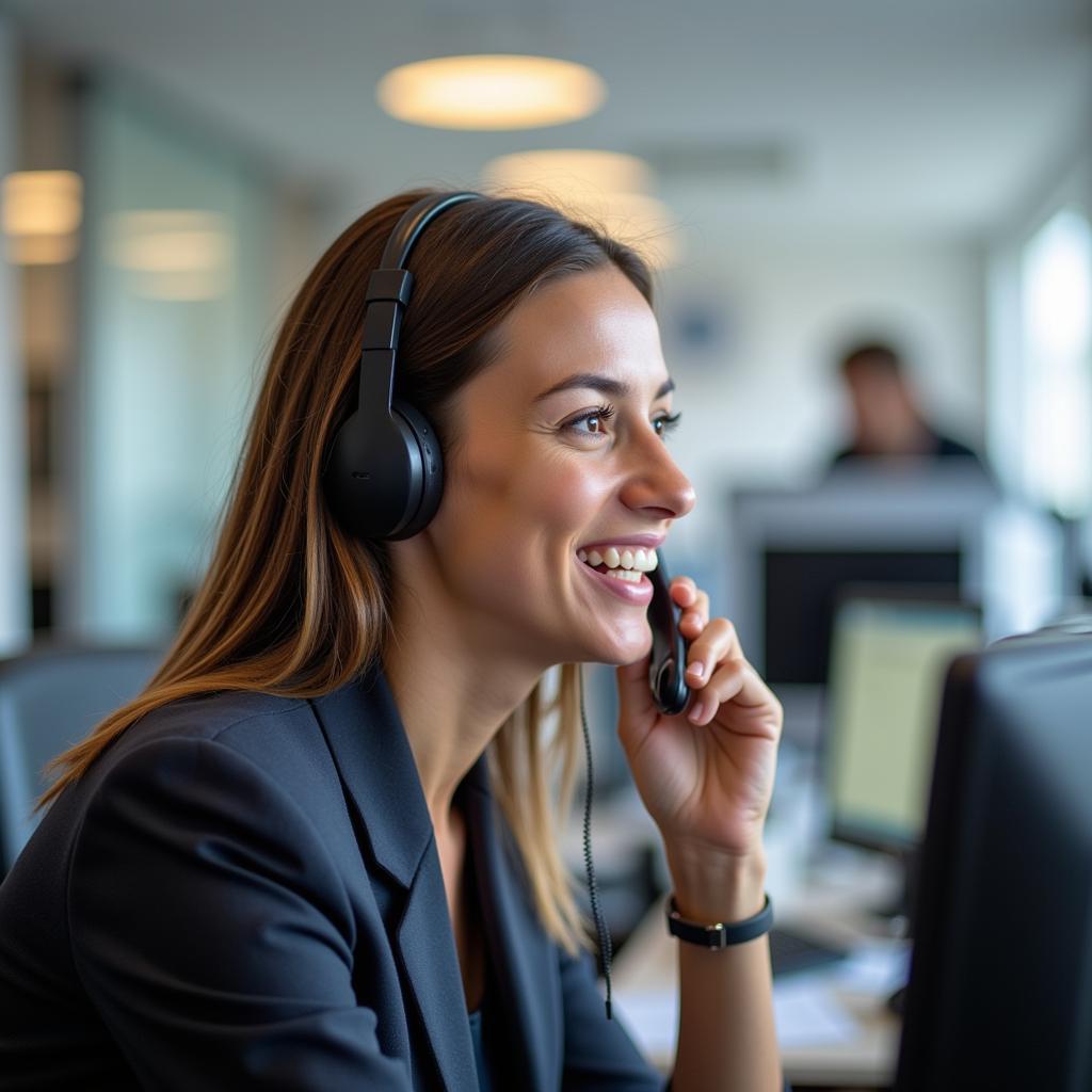 DVLA customer service representative answering car tax query