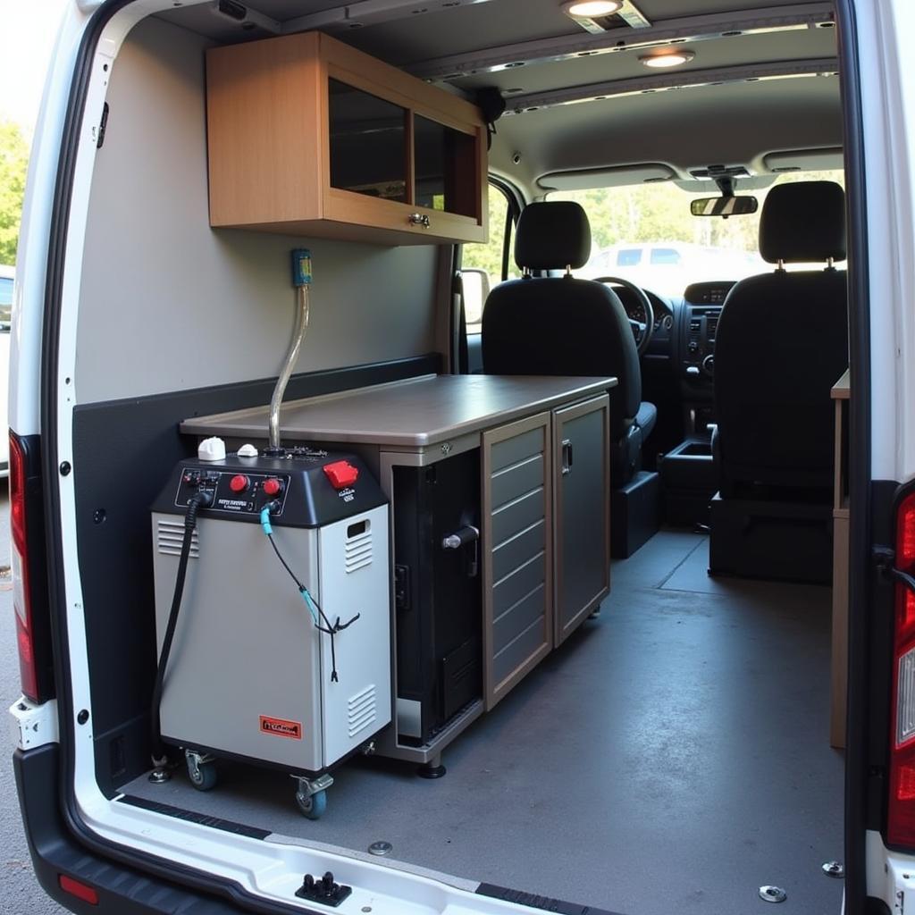 Electric Water Heater Setup for Mobile Car Detailing