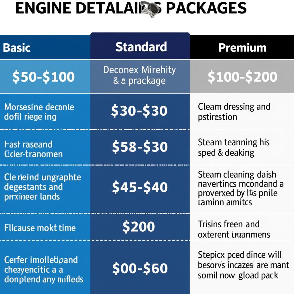 Engine Detailing Cost Comparison Chart