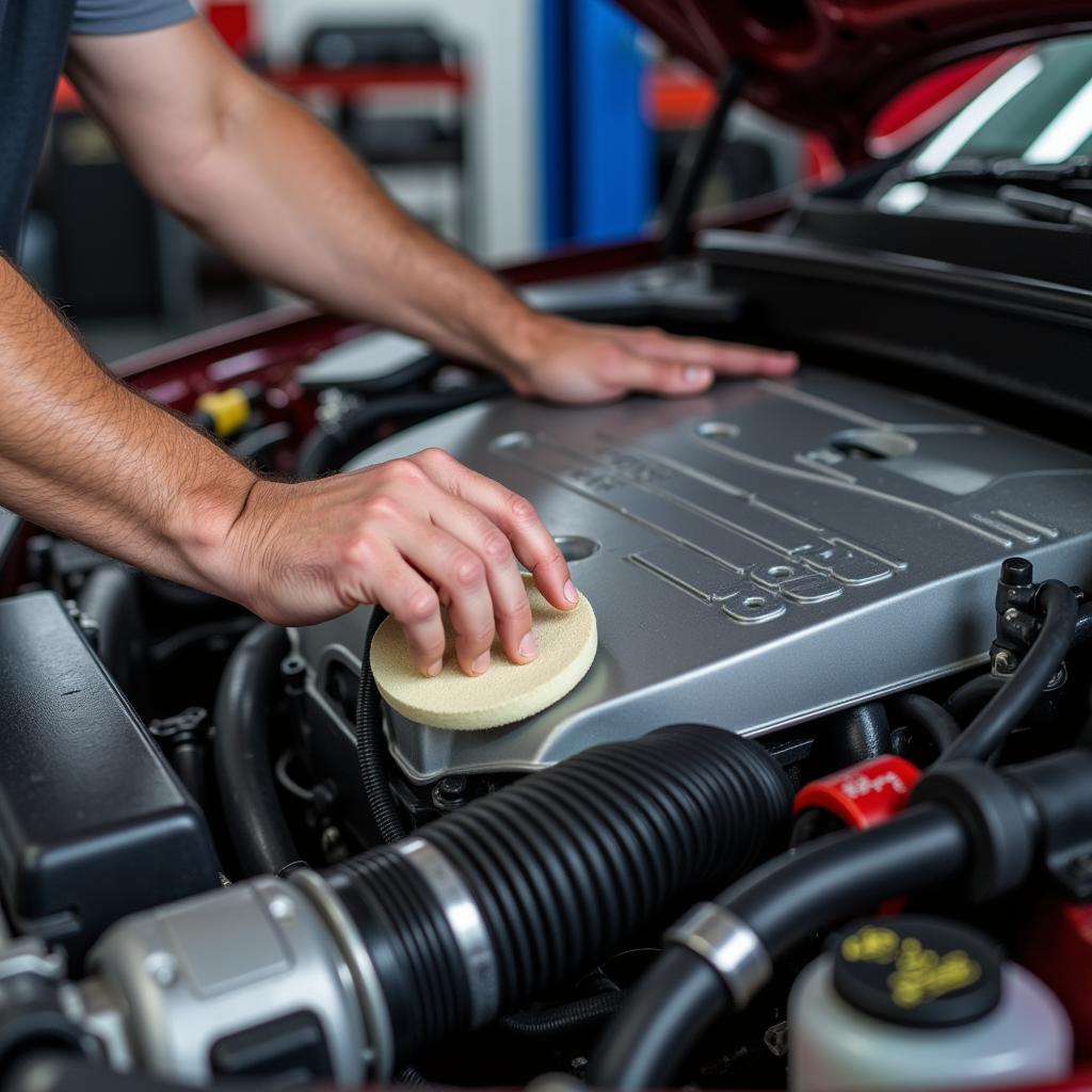 Applying Protective Dressing to Car Engine