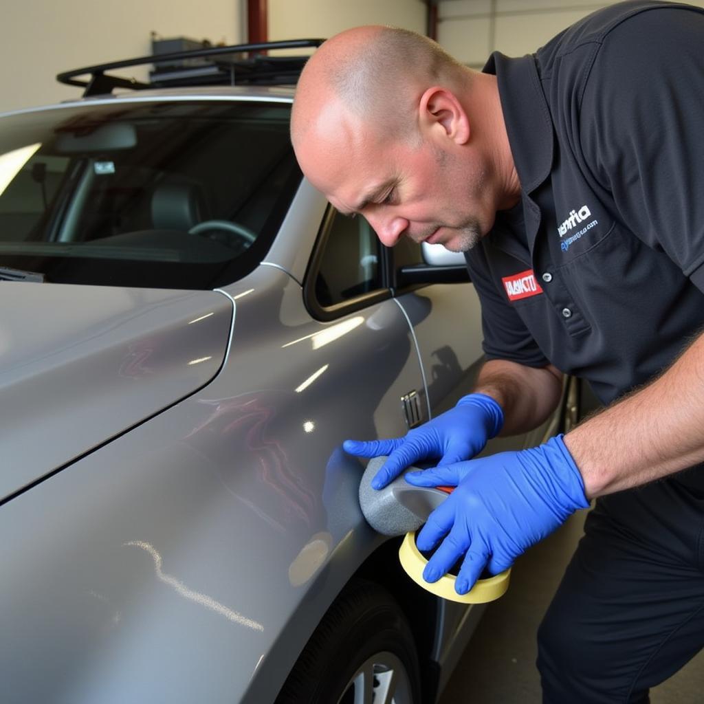 Ernie Schelin Applying Ceramic Coating to a Vehicle