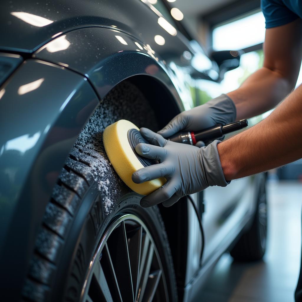 Exterior Car Detailing at a Dealership