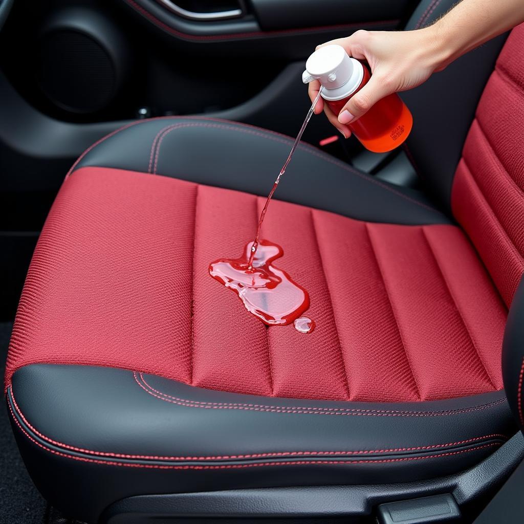 Fabric car seat treated with a stain-repellent coating