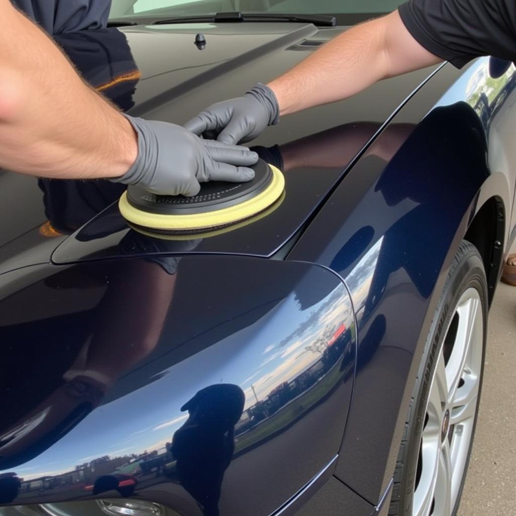 Applying Ceramic Coating on a Car in Fairfax VA