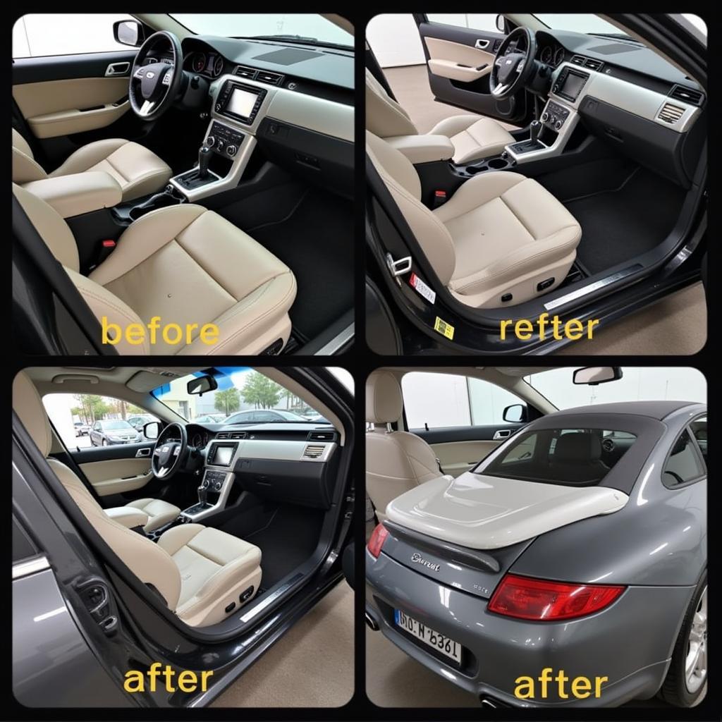 Final Touches in Car Interior Detailing:  An overview of a clean and detailed car interior showcasing the pristine condition of the seats, dashboard, and other components.