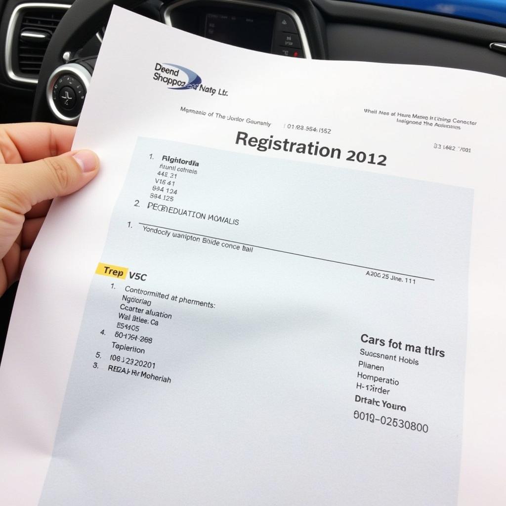 Locating the Registration Number on the V5C Document