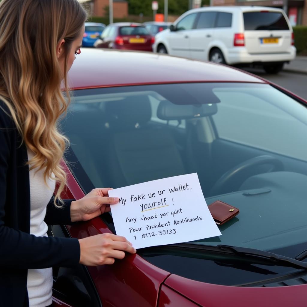 Finding a lost item in a car and trying to locate the owner.