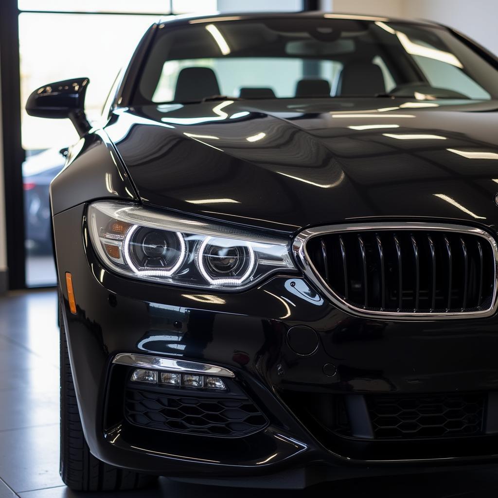 A freshly detailed car gleaming with a showroom shine