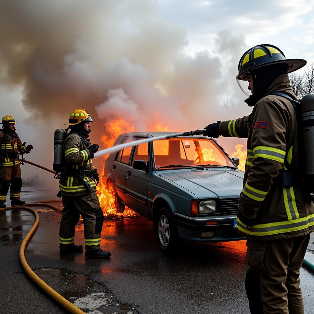 Firefighter Car Fire Suppression Training