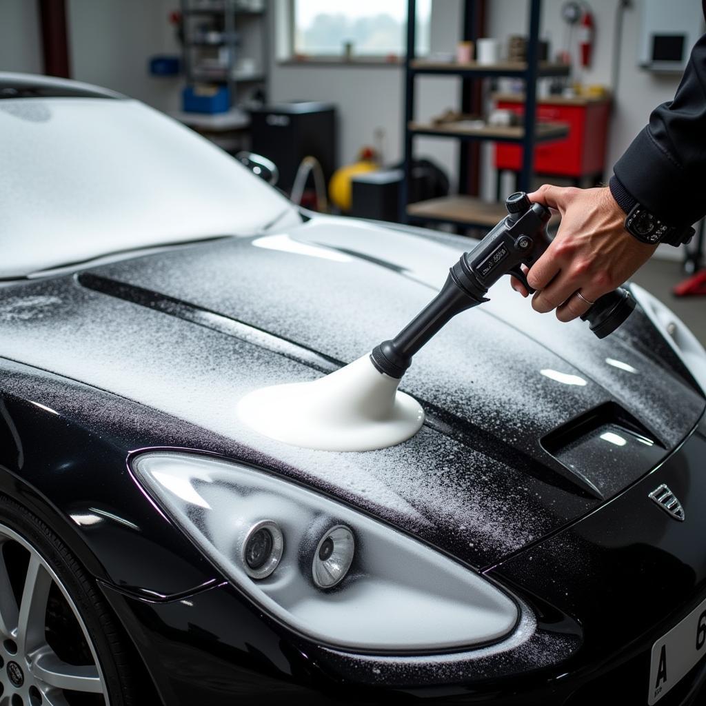 Applying Foam with a Foam Gun for Car Detailing