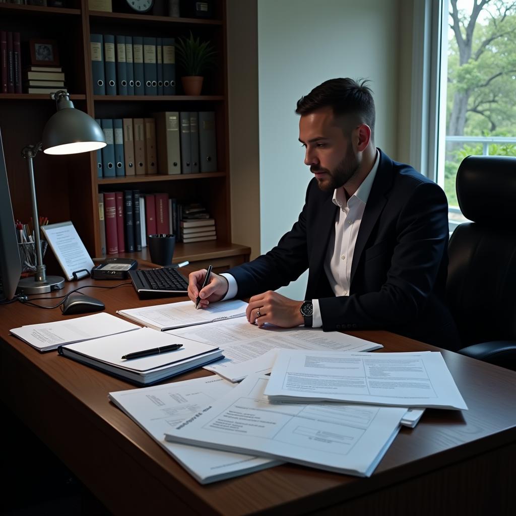 Forensic Psychologist Studying Case Files