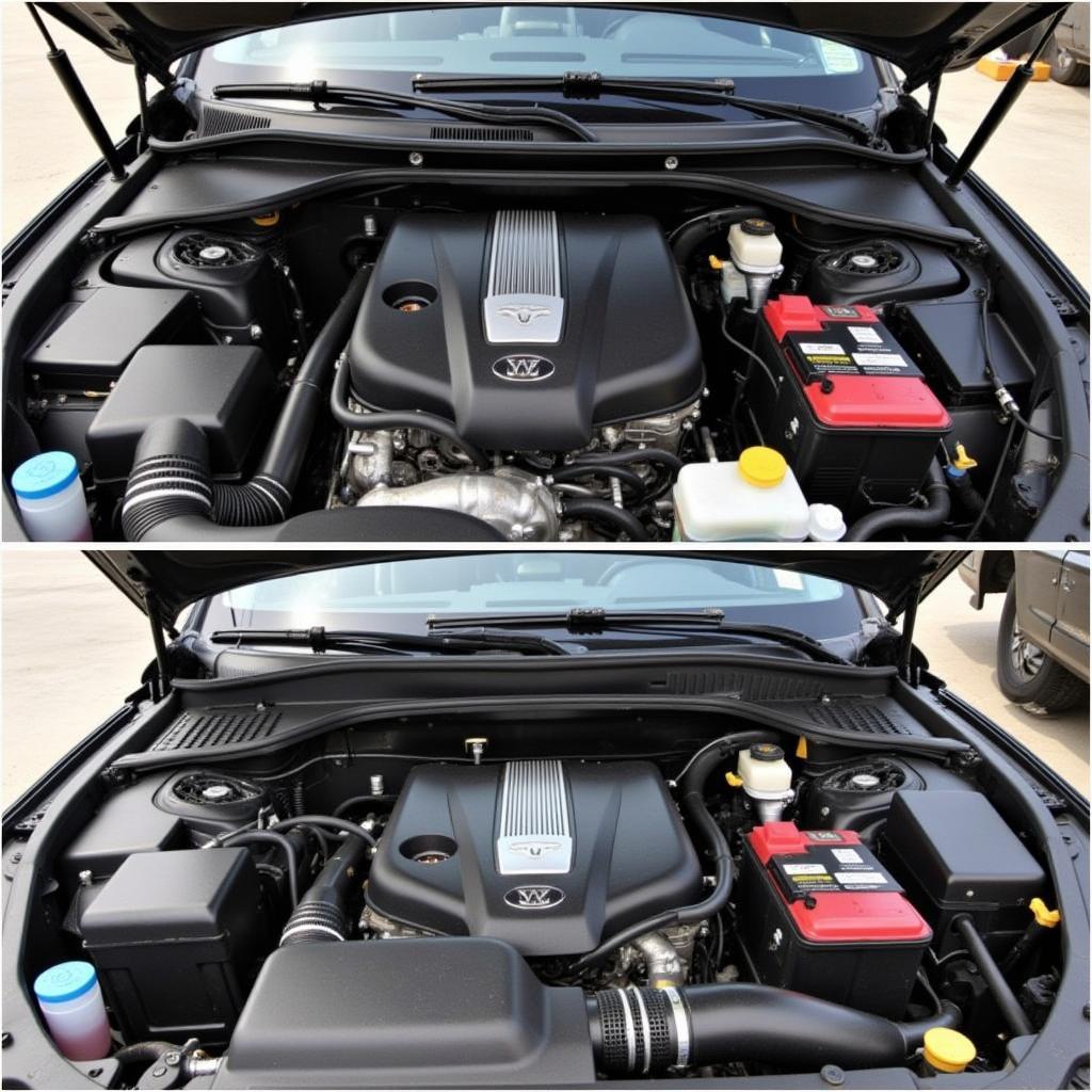 Cleaning the engine bay during a full car detail