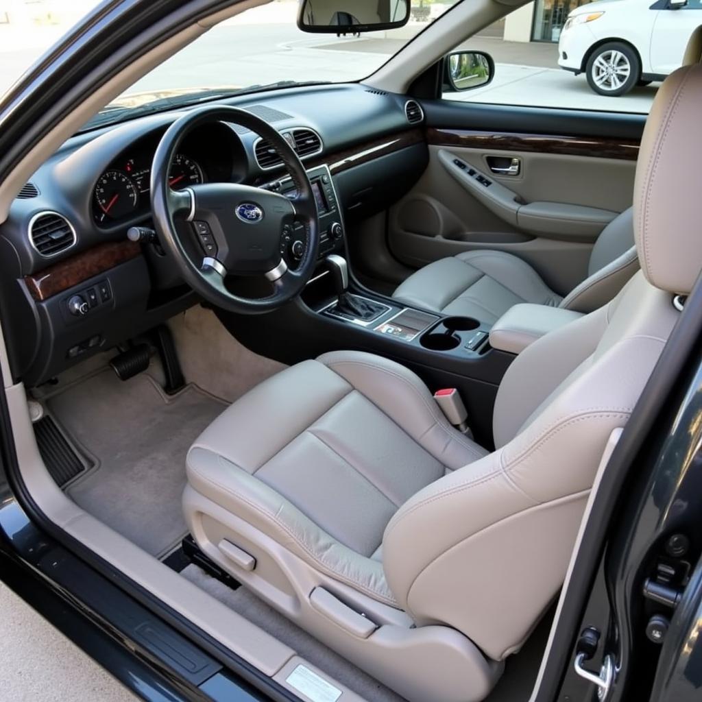 Clean and organized interior of a car after full detailing.