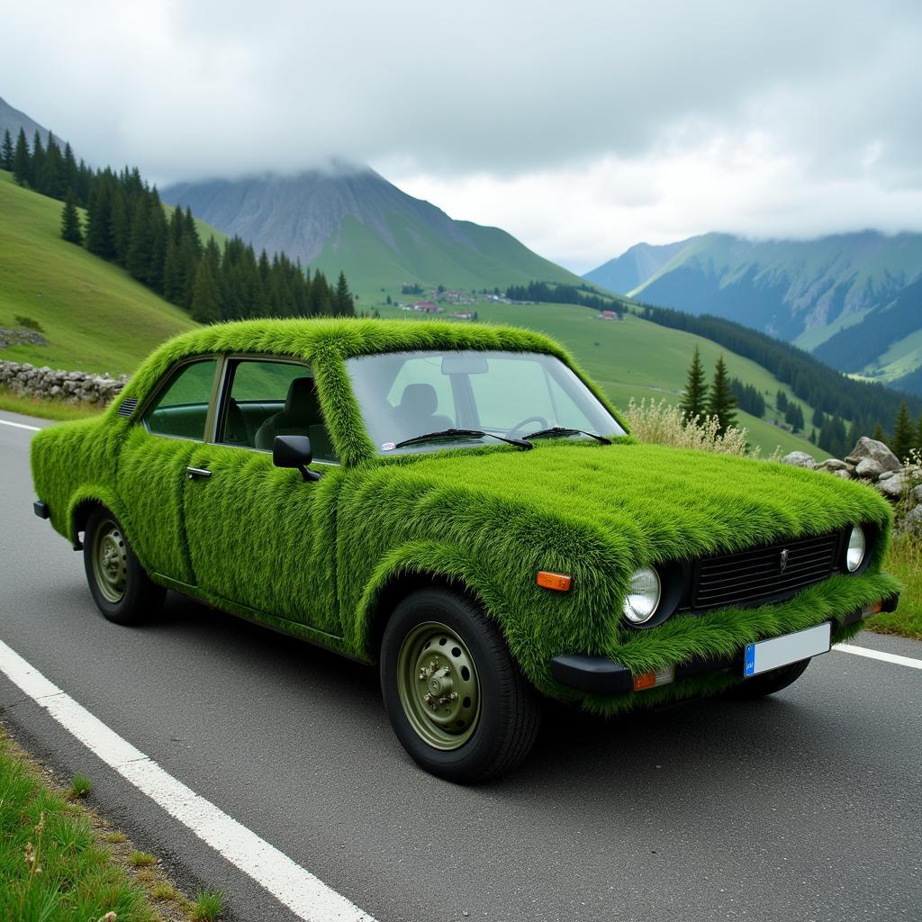 Grassy Car Detail on the Road