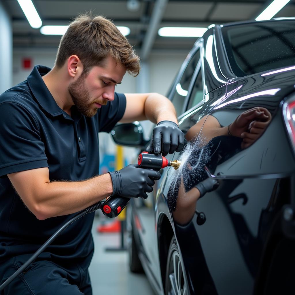 Professional Car Detailer at Work in Grimsby