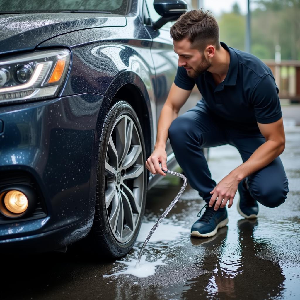 Halesowen car detailing expert washing a car exterior