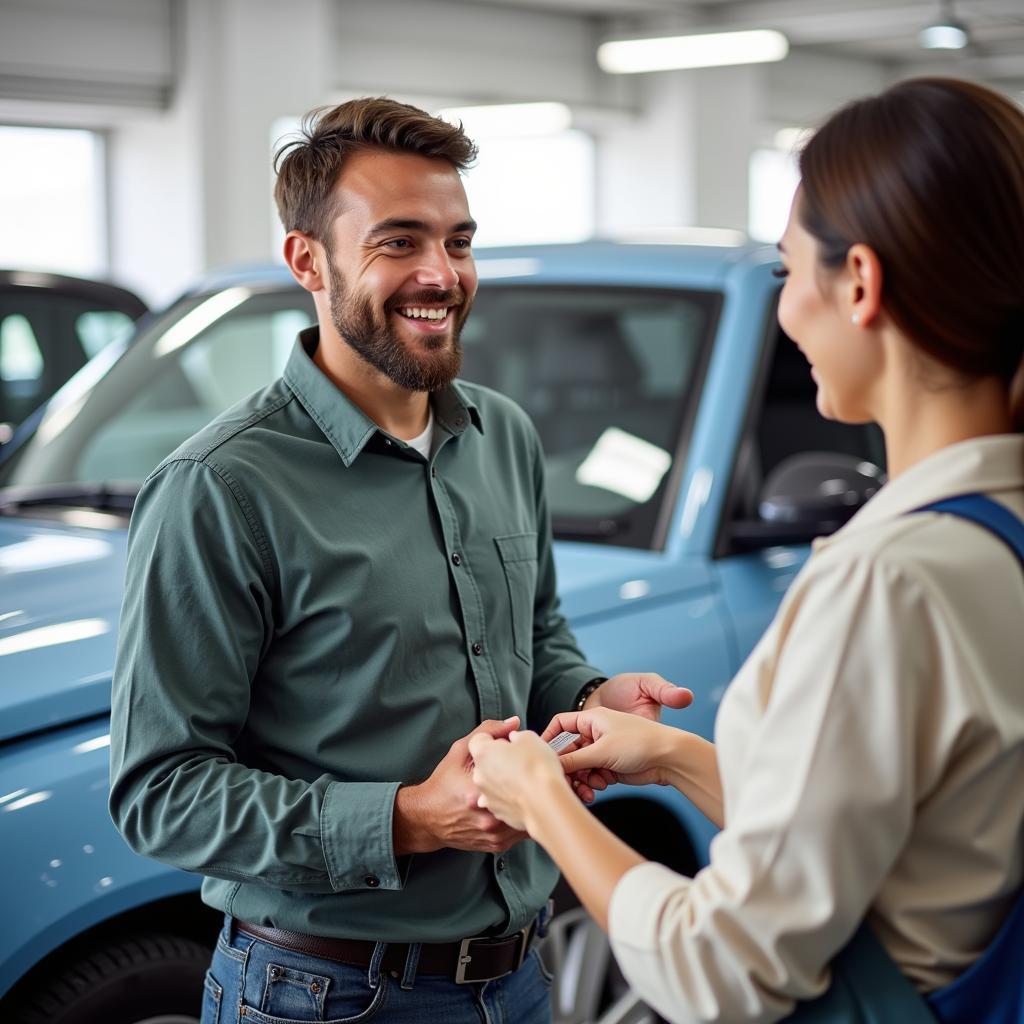 Happy Car Detailer Receiving a Tip