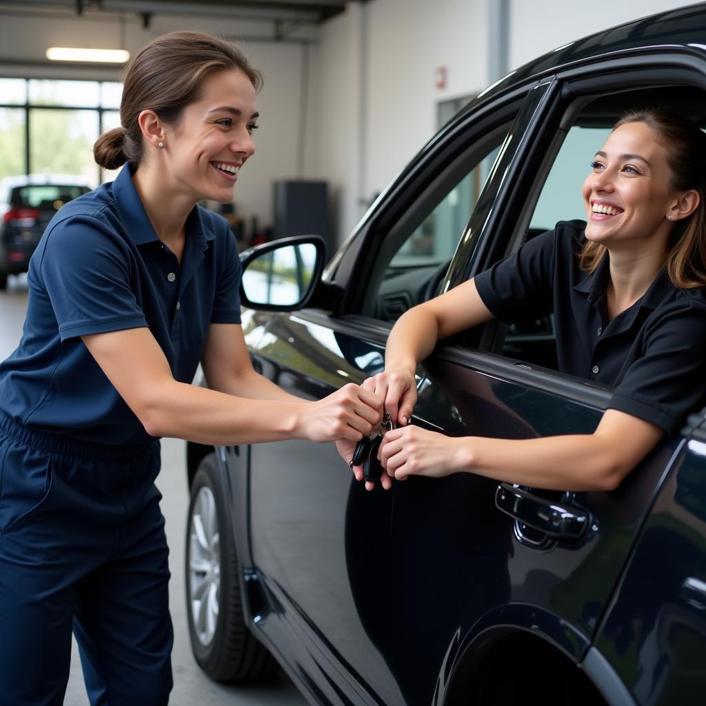 A Satisfied Customer Receiving Their Detailed Car