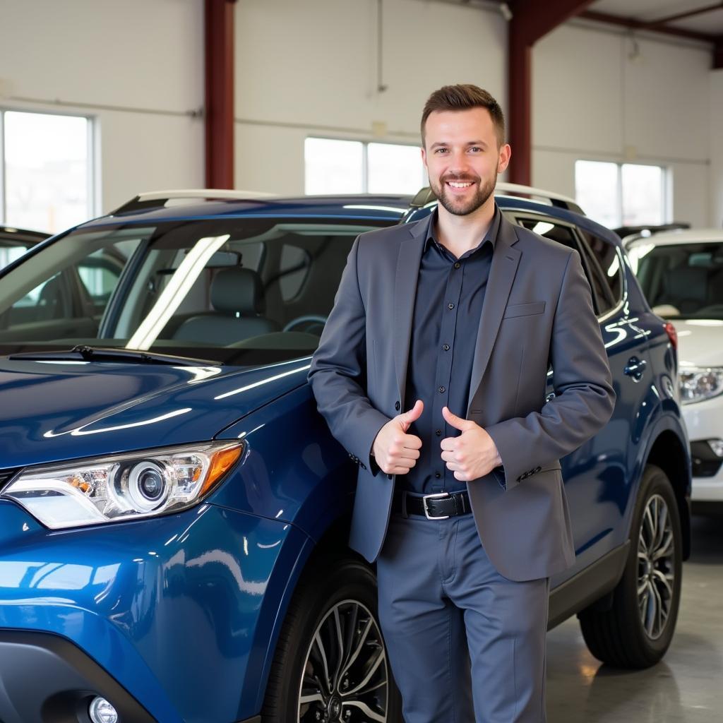 Happy Car Owner with Detailed Car