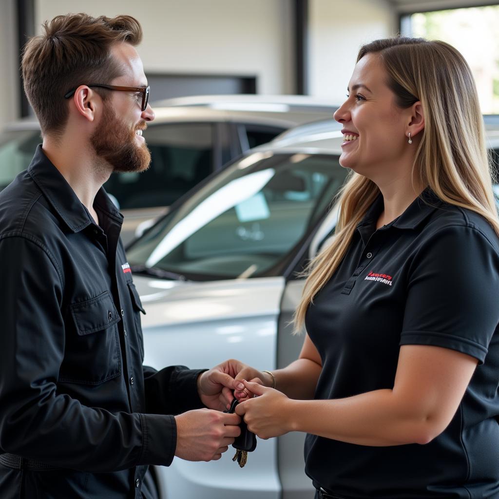 Satisfied Customer Receiving Their Detailed Car