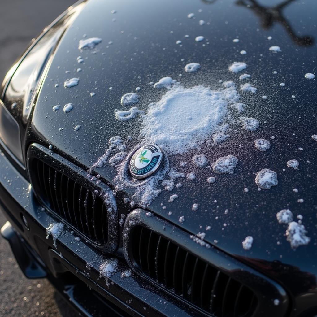 Hard water spots on car paint after washing