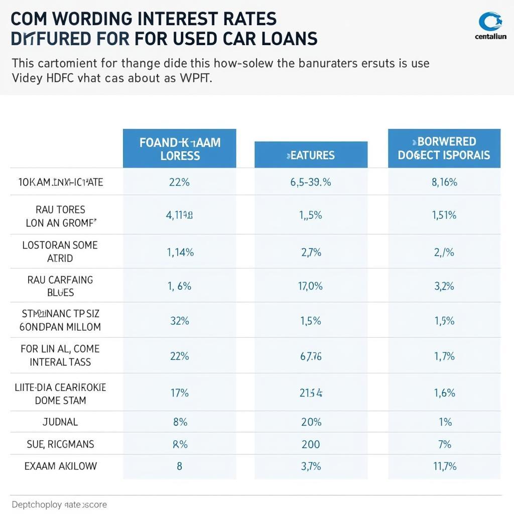 HDFC Used Car Loan Interest Rates Chart