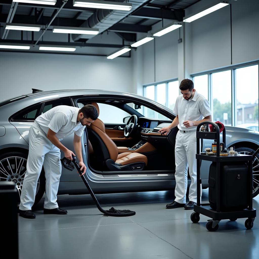 In-House Detailing Team Working on a Luxury Car