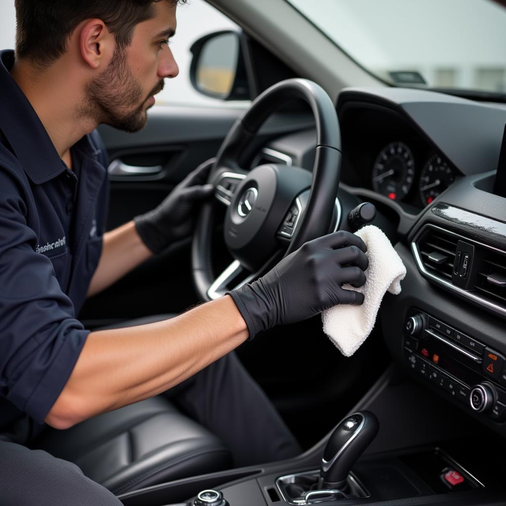 Interior Car Detailing Bracknell: A close-up of a car's interior being meticulously cleaned.