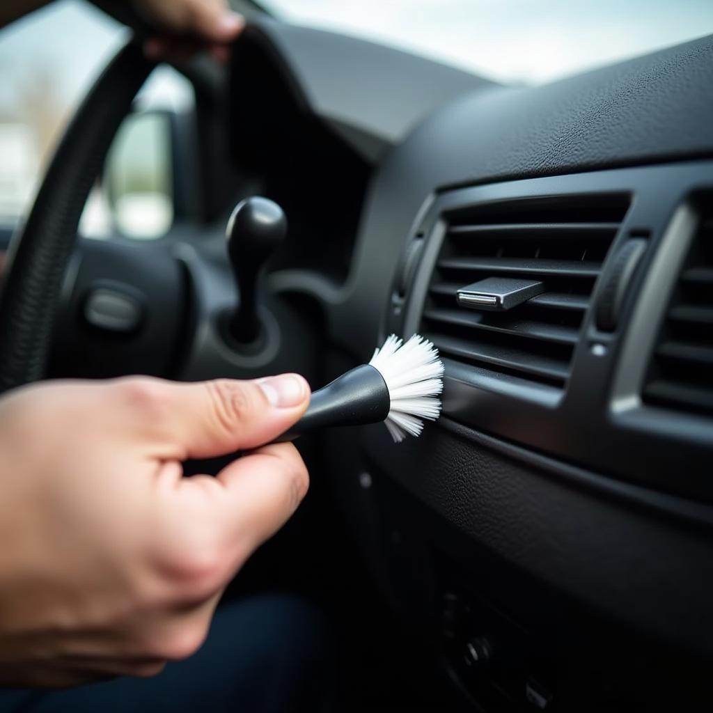 Cleaning the interior cabin of a car