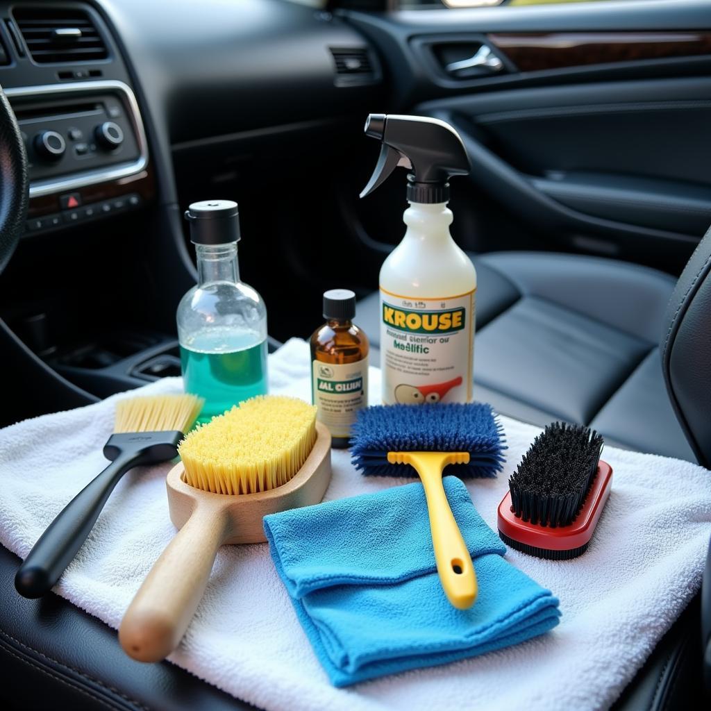 Close-up of Interior Car Detailing Tools