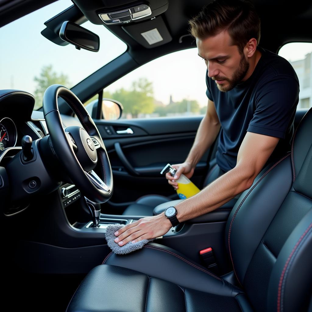 Interior Car Detailing Process at a Dealership