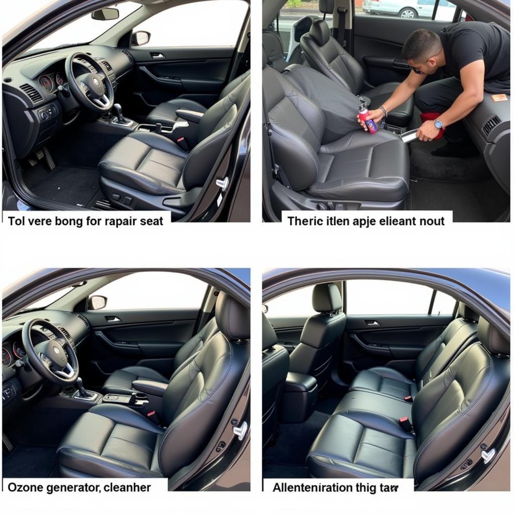 Interior car detailing includes vacuuming, leather cleaning, and odor removal