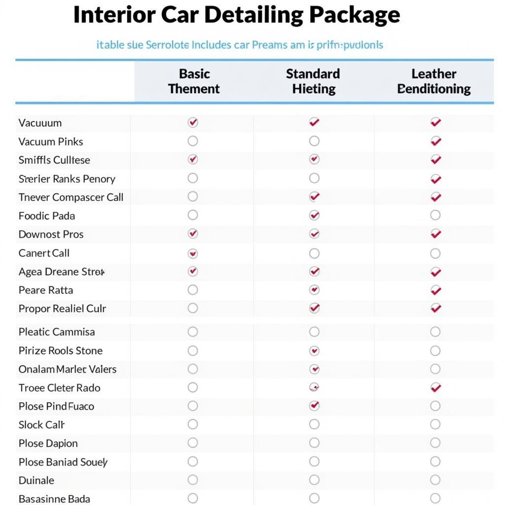 Comparison of Interior Car Detailing Service Packages