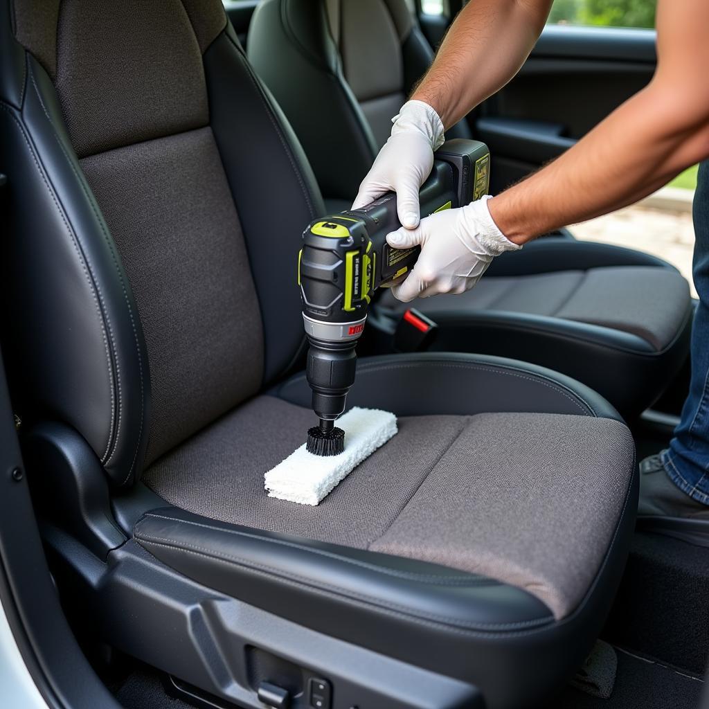 Car Interior Detailing with Drill Brush