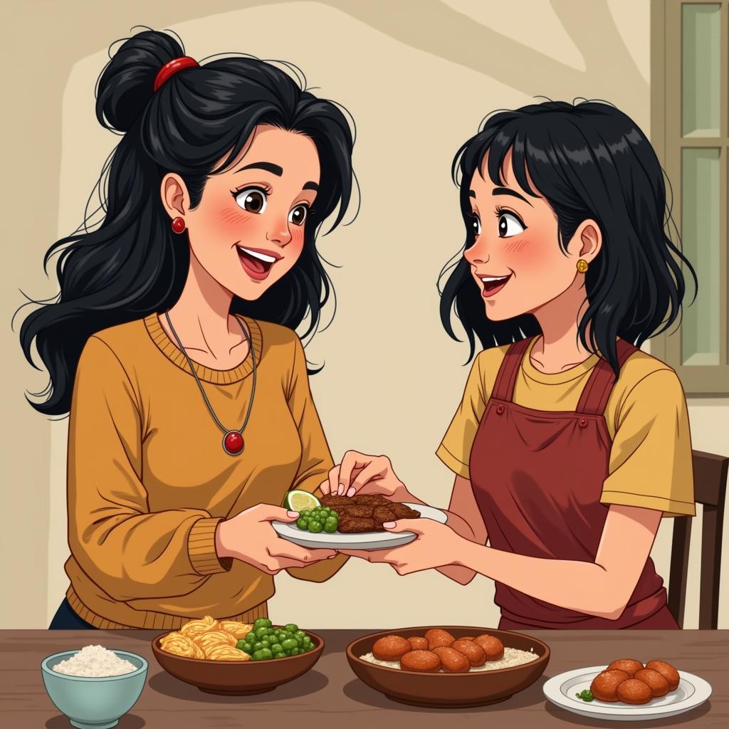 Jing Sharing Food with a Friend