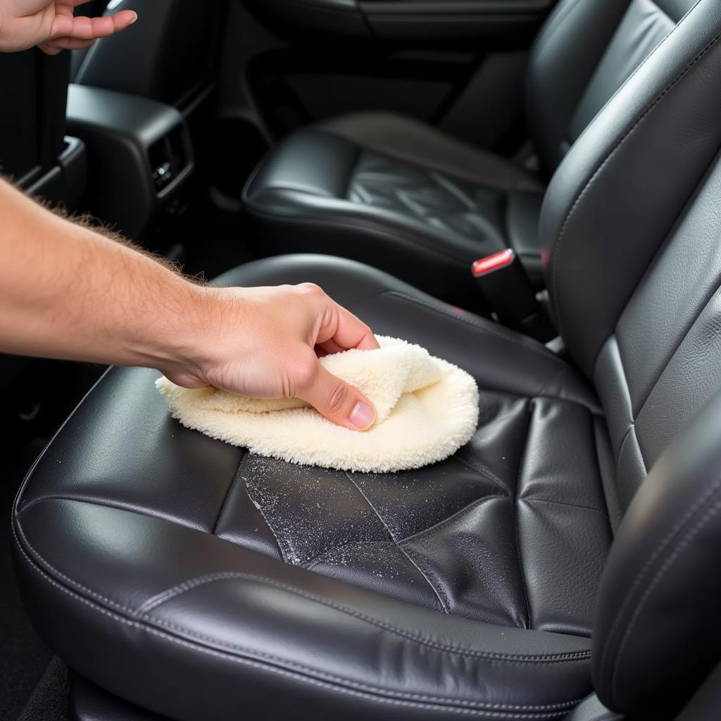 Applying Leather Car Seat Conditioner