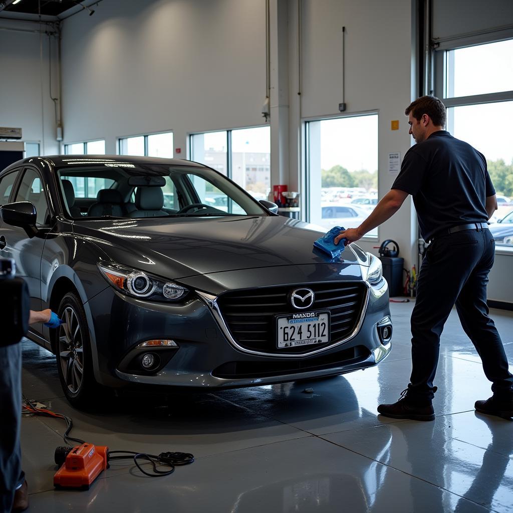 Mazda Dealership Detailing Service in Progress