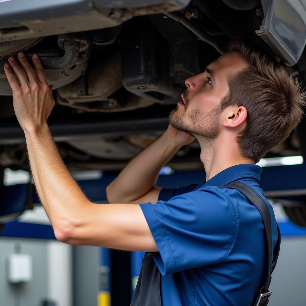 Mechanic Inspecting a Vehicle