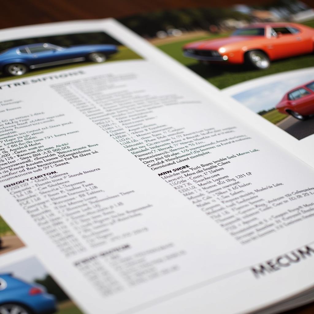 Mecum Auction Catalog Car Specs