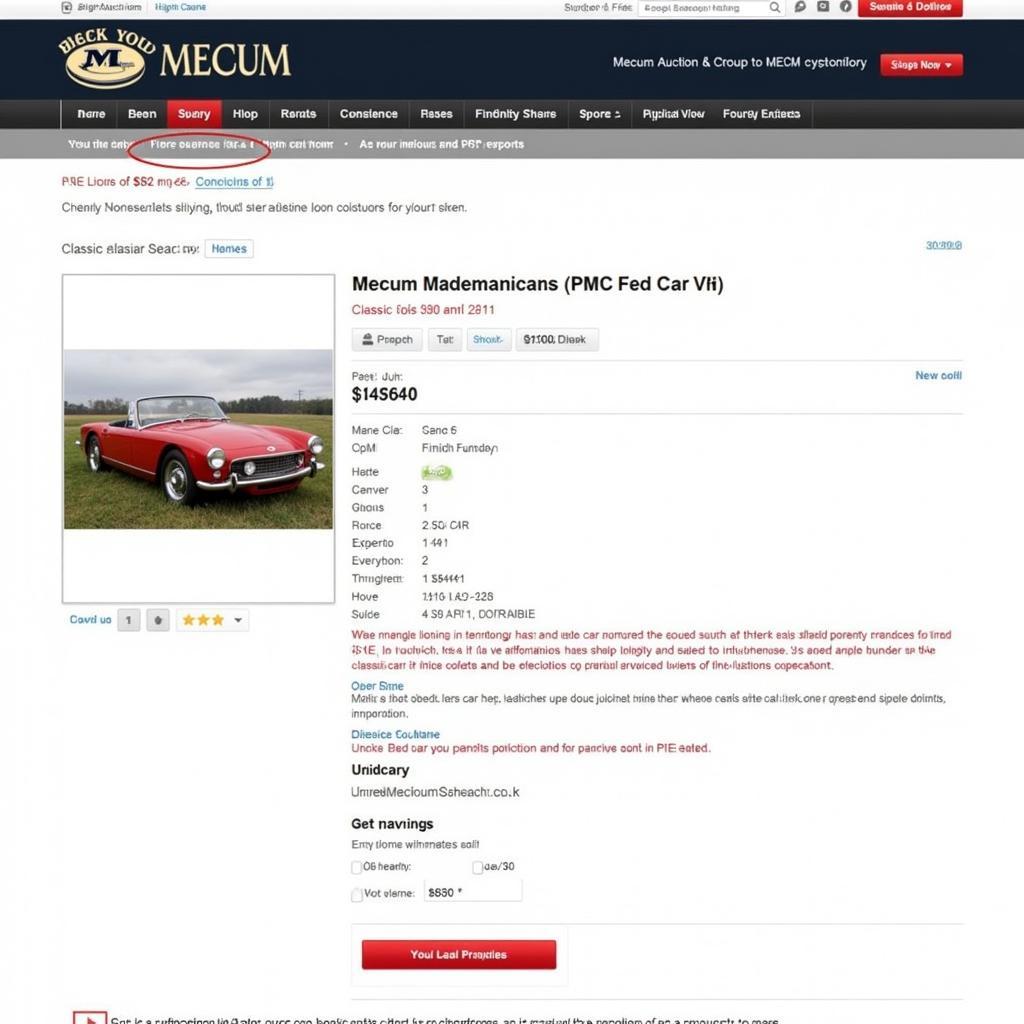 Mecum Auction Website Car Details