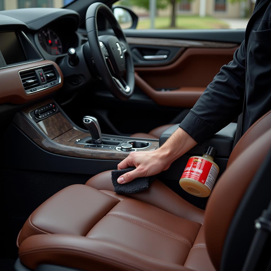 Leather seat conditioning as part of a car detailing package in Medina County