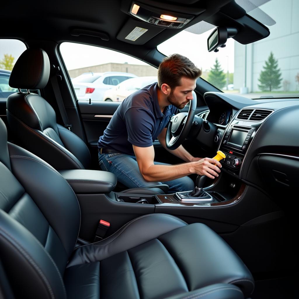 Interior car cleaning by a professional detailer in Mesa