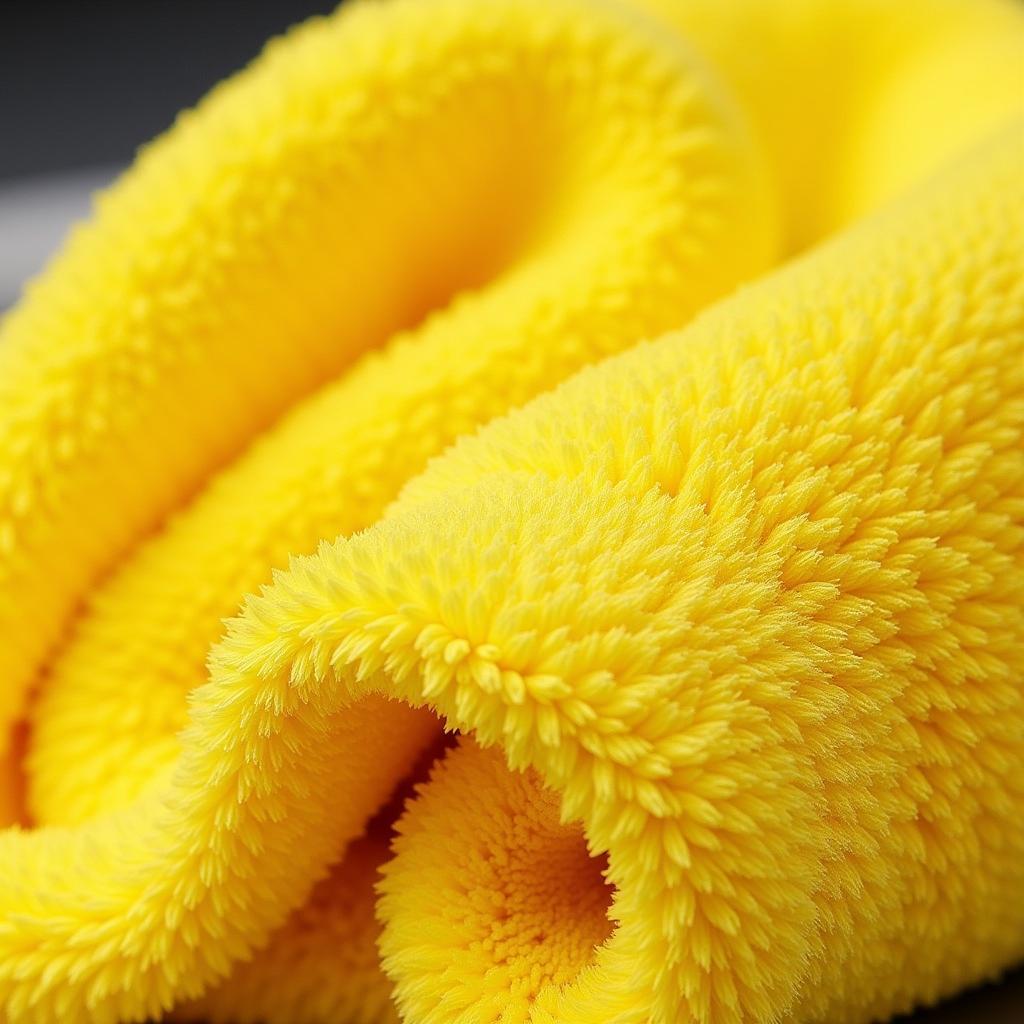 Close-up of a microfiber car detailing towel showcasing its fine fibers