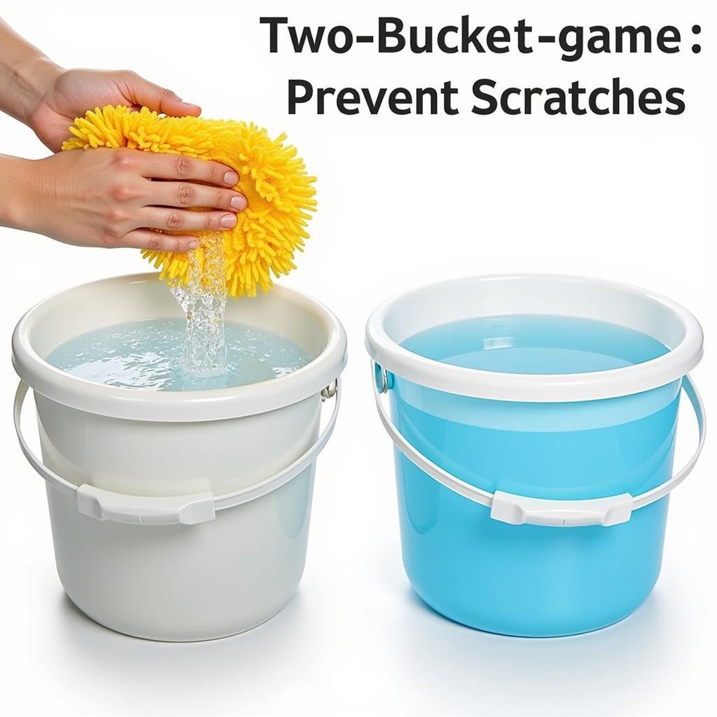 Microfiber Wash Mitt and Two-Bucket Method for Car Detailing